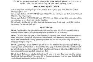 Quyết định 86/2008/QĐ-BTC định mức bảo quản thóc đổ rời trong điều kiện áp suất thấp do cục dự trữ quốc gia trực tiếp quản lý