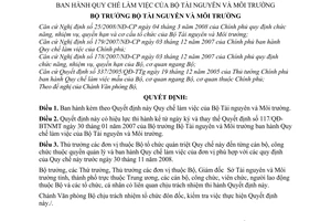 Quyết định 2092/QĐ-BTNMT quy chế làm việc của Bộ Tài nguyên và Môi trường