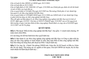 Quyết định 111/QĐ-UBND nphê duyệt Điều lệ khu công nghiệp