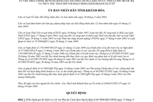Quyết định 70/2008/QĐ-UBND bổ sung bảng giá tối thiểu tính lệ phí trước bạ Khánh Hòa
