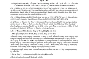 Quy chế 4234/SKHĐT-CA-CT phối hợp giải quyết đăng ký kinh doanh thuế con dấu