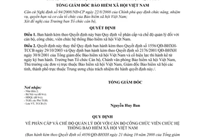 Quyết định 4856/QĐ-BHXH Quy định về phân cấp và chế độ quản lý cán bộ, công chức, viên chức hệ thống Bảo hiểm xã hội Việt Nam