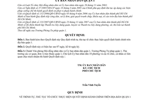 Quyết định 2071/2008/QĐ-UBND quy định trình tự, thủ tục tổ chức thực hiện quyết định hành chính trên địa bàn quận 1