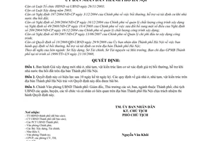 Quyết định 40/2008/QĐ-UBND giá xây mới nhà ở, nhà tạm, vật kiến trúc trên địa bàn thành phố Hà Nội