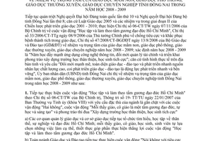 Chỉ thị 23/2008/CT-UBND nhiệm vụ trọng tâm giáo dục mầm non phổ thông Đồng Nai