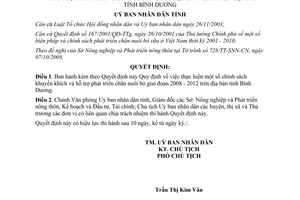 Quyết định 60/2008/QĐ-UBND hỗ trợ phát triển chăn nuôi bò 2008-2012 Bình Dương