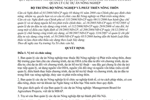 Quyết định 3241/QĐ-BNN-TCCB quy định chức năng, nhiệm vụ, quyền hạn và cơ cấu tổ chức của Ban quản lý các dự án nông nghiệp