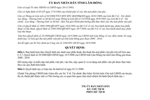 Quyết định 2736/QĐ-UBND 2008 danh mục phẫu thuật thủ thuật thu một phần viện phí Lâm Đồng 2008 2010