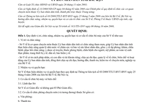 Quyết định 2037/QĐ-UBND 2008 nhiệm vụ quyền hạn cơ cấu tổ chức bộ máy của Sở Y tế Bắc Kạn