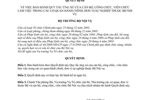 Quyết định 1354/QĐ-BNV Quy tắc ứng xử của cán bộ, công chức, viên chức làm việc trong các cơ quan hành chính, đơn vị sự nghiệp