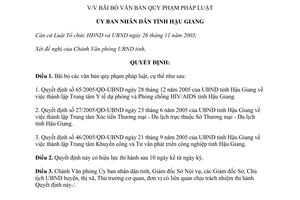 Quyết định 48/2008/QĐ-UBND bãi bỏ văn bản quy phạm pháp luật Hậu Giang
