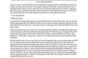 Thông báo 300/TB-VPCP kết luận Phó Thủ tướng Hoàng Trung Hải làm việc cảng Sài Gòn