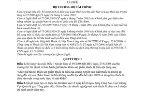 Quyết định 89/2008/QĐ-BTC giá bán tối thiểu sản phẩm thuốc lá điếu bổ sung Quyết định 69/2008/QĐ-BT