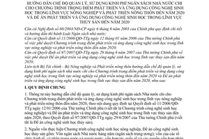 Thông tư liên tịch 94/2008/TTLT-BTC-BNN hướng dẫn chế độ quản lý, sử dụng kinh phí NSNN chi cho chương trình trọng điểm lĩnh vực NN&PTNT đến 2020