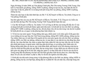 Thông báo 303/TB-VPCP kết luận Phó Thủ tướng Trương Vĩnh Trọng họp dự trù phân bổ sử dụng kinh phí lĩnh vực phòng chống Aids ma túy