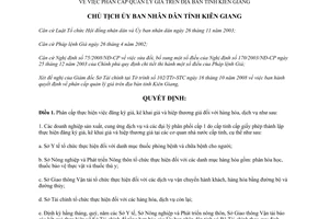 Quyết định 2523/QĐ-UBND 2008 phân cấp quản lý giá Kiên Giang