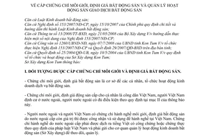 Thông báo 41/TB-SXD cấp chứng chỉ môi giới, định giá bất động sản