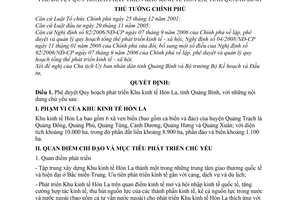 Quyết định 1545/QĐ-TTg phê duyệt quy hoạch phát triển khu kinh tế Hòn La, tỉnh Quảng Bình