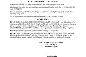 Quyết định 2241/QĐ-UBND năm 2008 bãi bỏ Quyết định 22/2006/QĐ-UBND An Giang