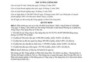 Quyết định 1546/QĐ-TTg  Phương án cổ phần hoá Tổng công ty Xây dựng thuỷ lợi 4