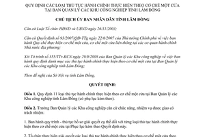 Quyết định 2800/QĐ-UBND 2008 thủ tục hành chính cơ chế một cửa Ban Quản lý Khu công nghiệp Lâm Đồng