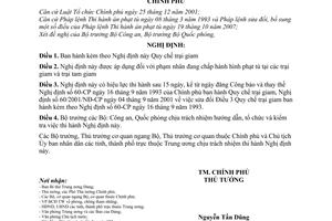 Nghị định 113/2008/NĐ-CP quy chế trại giam