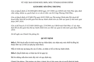 Quyết định 105/QĐ-SCT mẫu đơn, mẫu tờ khai hành chính