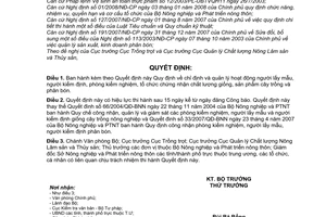 Quyết định 106/2008/QĐ-BNN chỉ định và quản lý hoạt động người lấy mẫu, người kiểm định, phòng kiểm nghiệm, tổ chức chứng nhận chất lượng giống