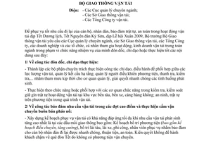 Công điện 89/CĐ-BGTVT phục vụ tốt nhu cầu đi lại cán bộ nhân dân bảo đảm trật tự an toàn hoạt động vận tải