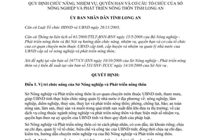 Quyết định số 45/2008/QĐ-UBND chức năng nhiệm vụ quyền hạn cơ cấu Sở Nông nghiệp Long An
