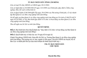 Quyết định 2813/QĐ-UBND tổ chức hoạt động của Ban Quản lý các Khu công nghiệp Lâm Đồng 2008