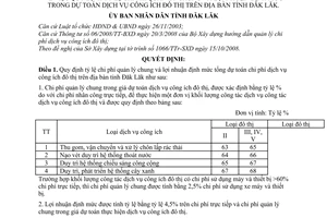 Quyết định 38/2008/QĐ-UBND quy định tỷ lệ chi phí quản lý chung và lợi nhuận định mức trong dự toán dịch vụ công ích đô thị trên địa bàn tỉnh Đắk Lắk