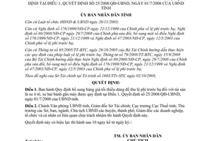 Quyết định 40/2008/QĐ-UBND bổ sung bảng giá tối thiểu