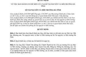 Quyết định 144/QĐ-TNMT cơ chế một cửa tại Sở Tài nguyên và Môi trường