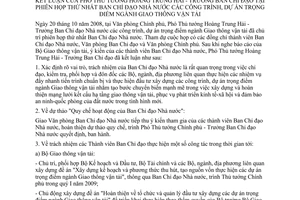 Thông báo 308/TB-VPCP kết luận Phó Thủ tướng Hoàng Trung Hải Trưởng Ban chỉ đạo họp thứ nhất Ban chỉ đạo nhà nước công trình trọng điểm ngành GTVT