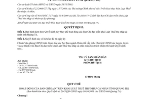 Quyết định 2045/QĐ-UBND 2008 quy chế Ban Chỉ đạo Luật Thuế Thu nhập cá nhân Quảng Trị