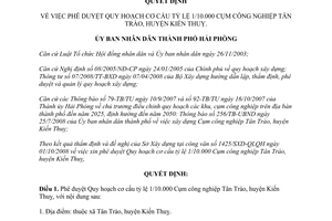 Quyết định 1844/QĐ-UBND 2008 duyệt Quy hoạch cơ cấu Cụm công nghiệp Tân Trào Hải Phòng