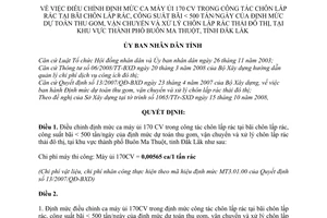 Quyết định 39/2008/QĐ-UBND điều chỉnh định mức ca máy ủi 170 CV