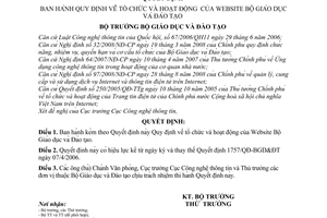 Quyết định 7310/QĐ-BGDĐT Quy định về tổ chức và hoạt động của Website Bộ Giáo dục và Đào tạo