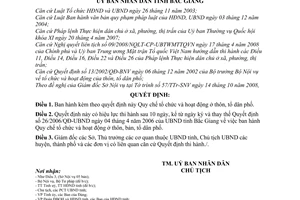 Quyết định 113/2008/QĐ-UBND Quy chế tổ chức và hoạt động ở thôn