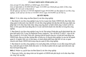 Quyết định 48/2008/QĐ-UBND chức năng, nhiệm vụ, quyền hạn cơ cấu tổ chức Ban Quản lý các khu công nghiệp Long An