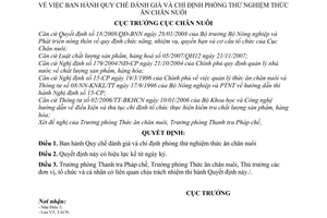 Quyết định 187/QĐ-CN-TACN Quy chế đánh giá chỉ định phòng thử nghiệm thức ăn chăn nuôi