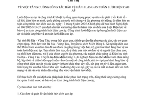 Chỉ thị 26/2008/CT-UBND về công tác bảo vệ hành lang an toàn lưới điện cao áp