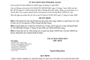 Quyết định 111/2008/QĐ-UBND Quy định chức năng nhiệm vụ quyền hạn