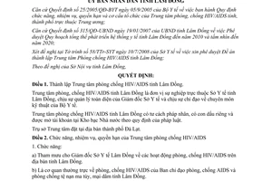 Quyết định số 2859/QĐ-UBND 2008 lập Trung tâm phòng chống HIV AIDS Lâm Đồng