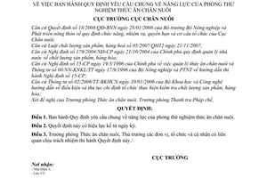 Quyết định 186/QĐ-CN-TACN  yêu cầu chung  năng lực phòng thử nghiệm thức ăn chăn nuôi