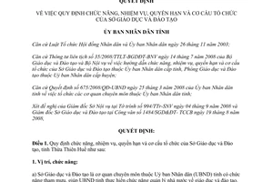 Quyết định 2275/QĐ-UBND chức năng quyền hạn cơ cấu tổ chức Sở Giáo dục Đào tạo tỉnh Thừa Thiên Huế