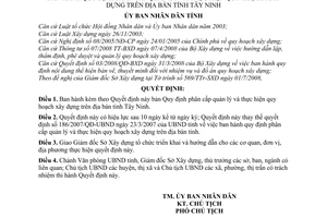 Quyết định 79/2008/QĐ-UBND Quy định phân cấp quản lý và thực hiện quy hoạch xây dựng trên địa bàn tỉnh Tây Ninh