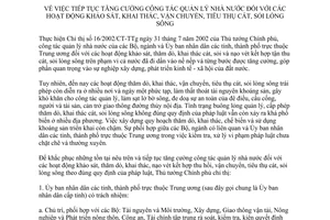 Chỉ thị 29/2008/CT-TTg tiếp tục tăng cường công tác quản lý nhà nước hoạt động khảo sát khai thác vận chuyển tiêu thụ cát sỏi lòng sông