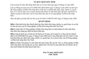 Quyết định 78/2008/QĐ-UBND chức năng nhiệm vụ Sở Nông nghiệpTây Ninh